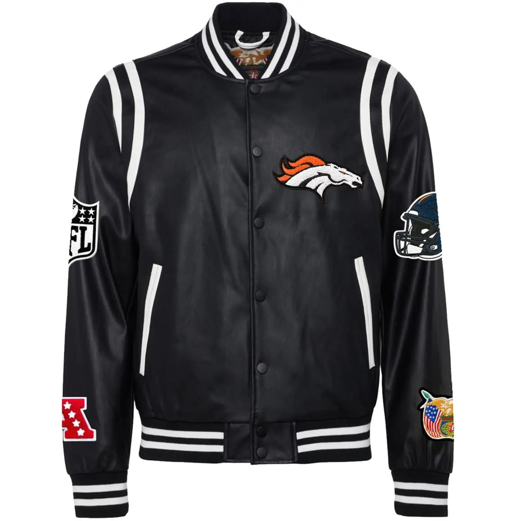 Denver Broncos Jeff Hamilton Leather Varsity Jacket WorthVee