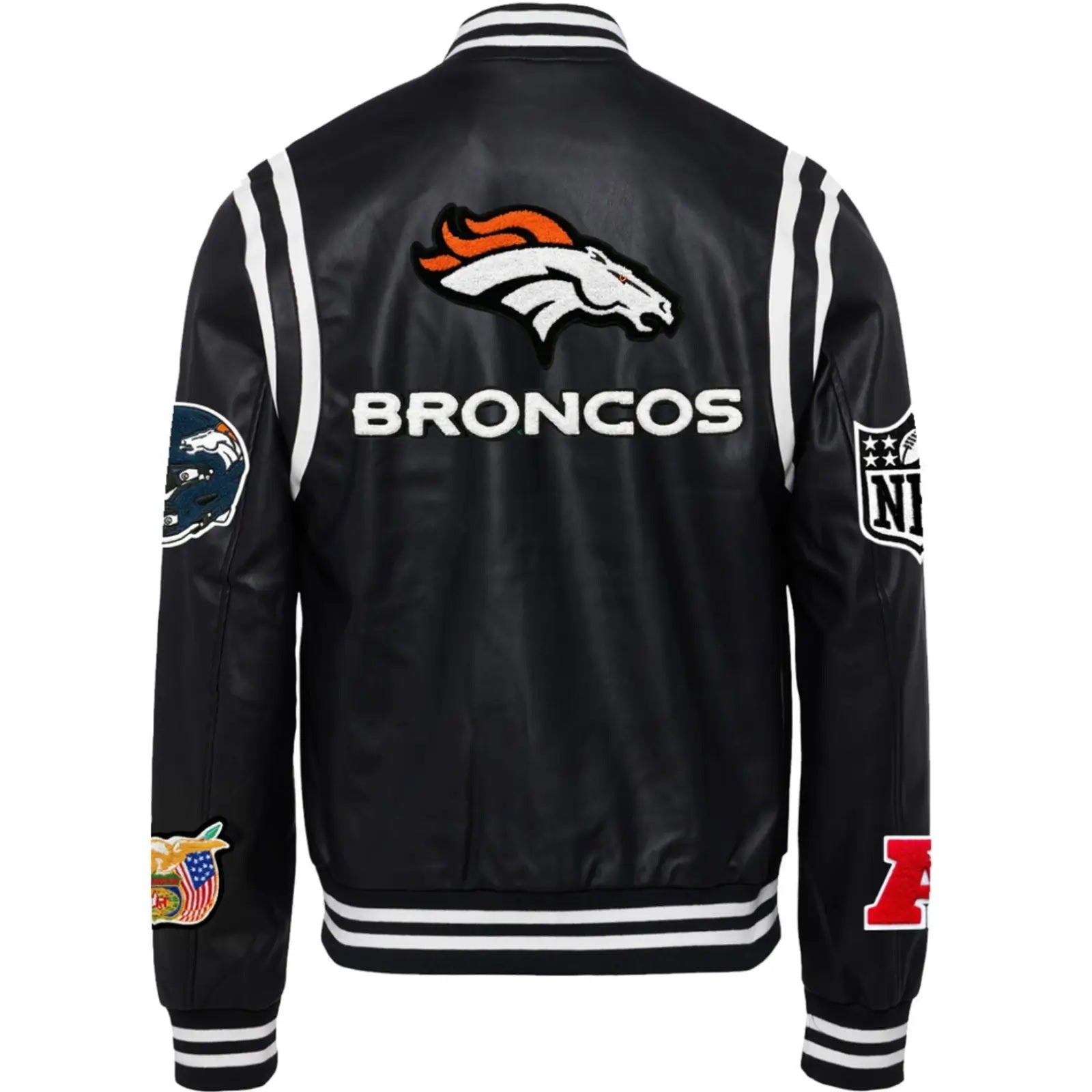 Denver Broncos Jeff Hamilton Leather Varsity Jacket WorthVee
