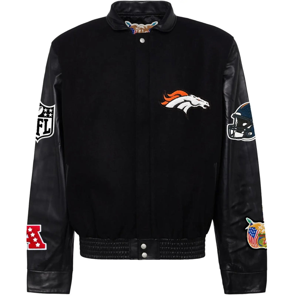 Denver Broncos Jeff Hamilton Wool and Leather Varsity Jacket WorthVee