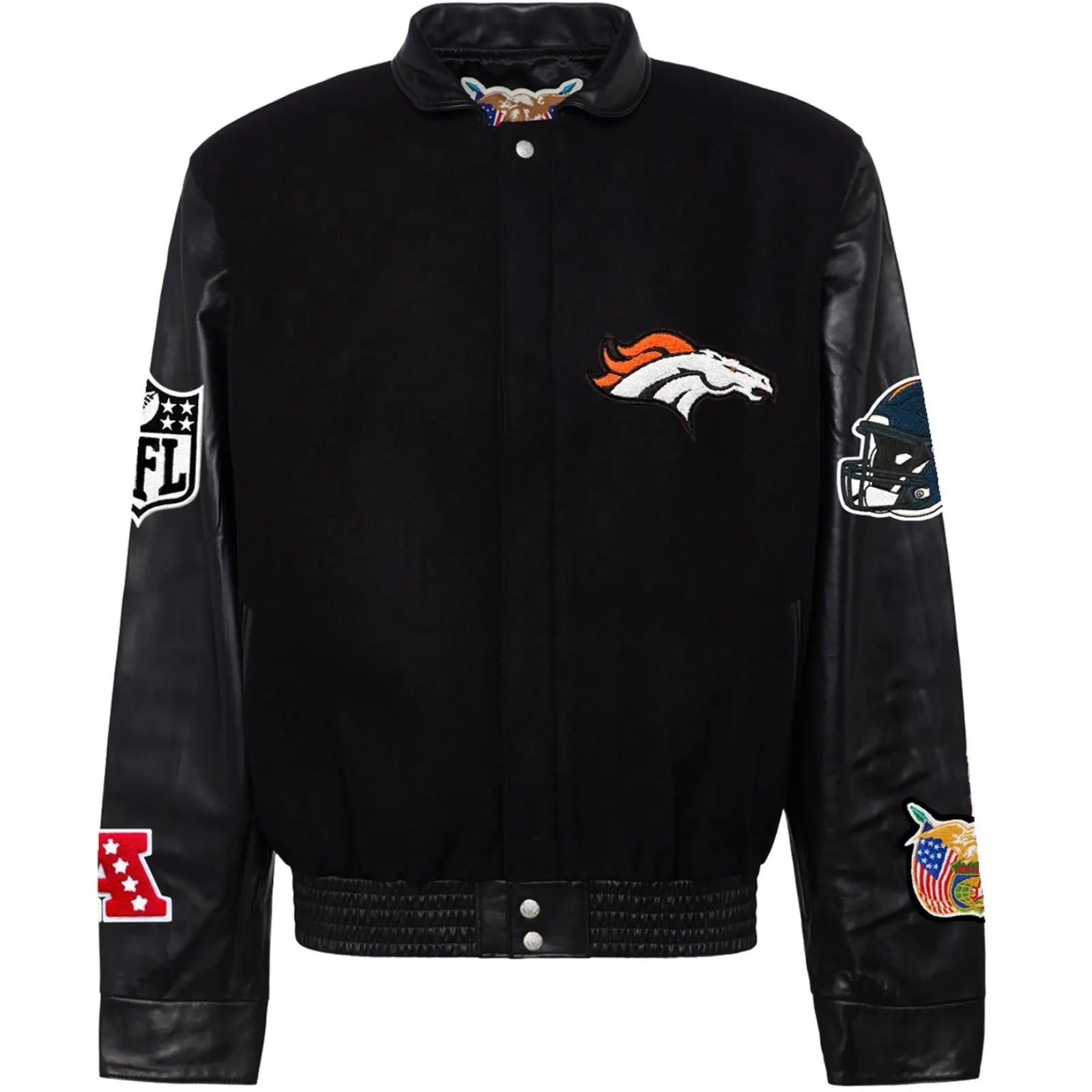 Denver Broncos Jeff Hamilton Wool and Leather Varsity Jacket WorthVee