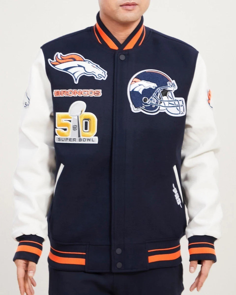 Denver Broncos Mash Up Wool Varsity Jacket WorthVee
