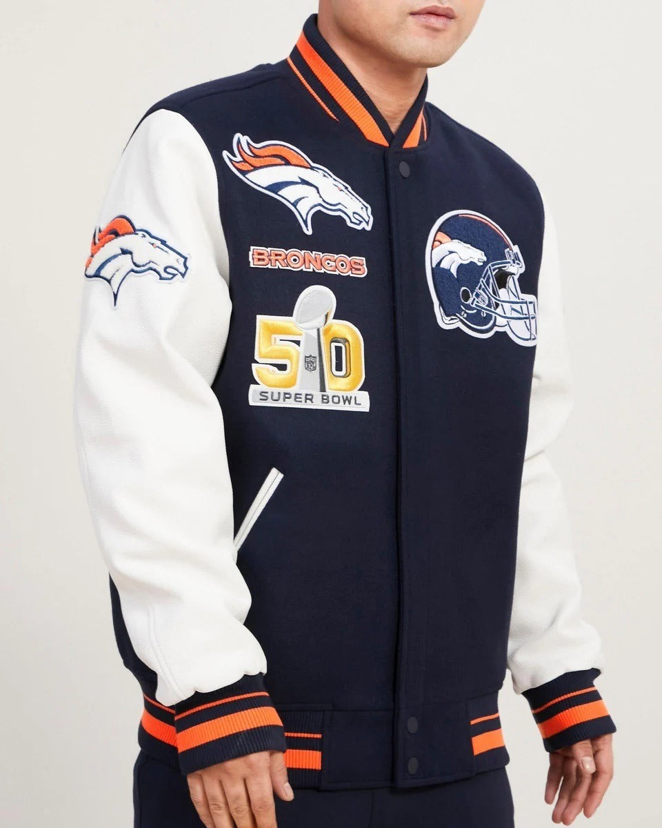 Denver Broncos Mash Up Wool Varsity Jacket WorthVee