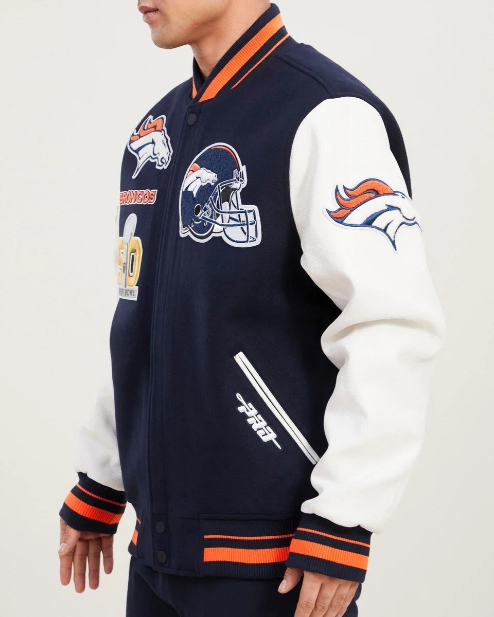 Denver Broncos Mash Up Wool Varsity Jacket WorthVee