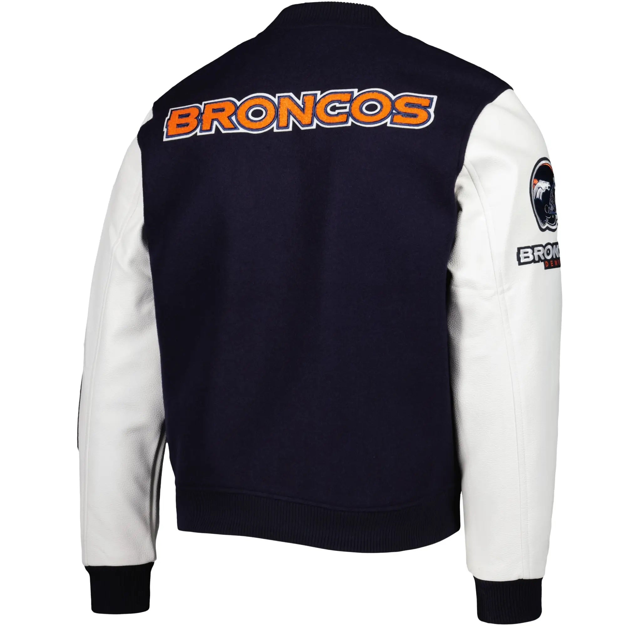 Denver Broncos Navy and White Varsity Jacket WorthVee