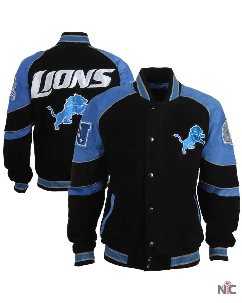 Detroit Lions Black G-III Suede Jacket Clanton Jacket