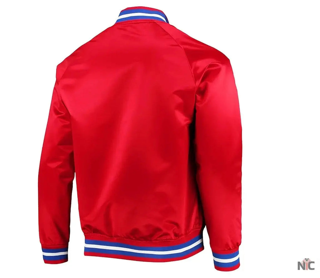 Detroit Pistons Red Lightweight Satin Jacket Clanton Jacket