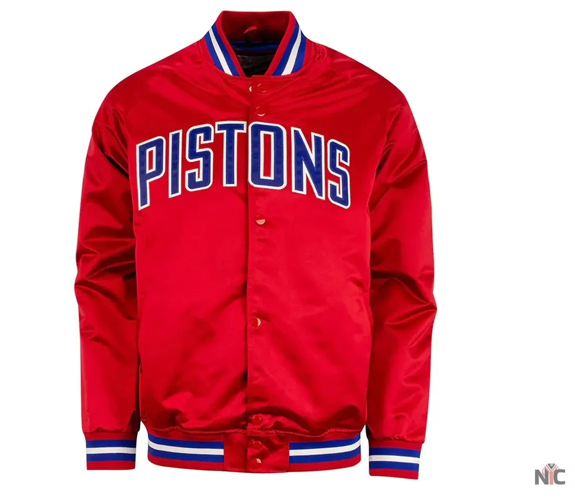 Detroit Pistons Red Lightweight Satin Jacket Clanton Jacket