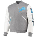 Detroit Lions Grey And White Varsity Jacket WorthVee