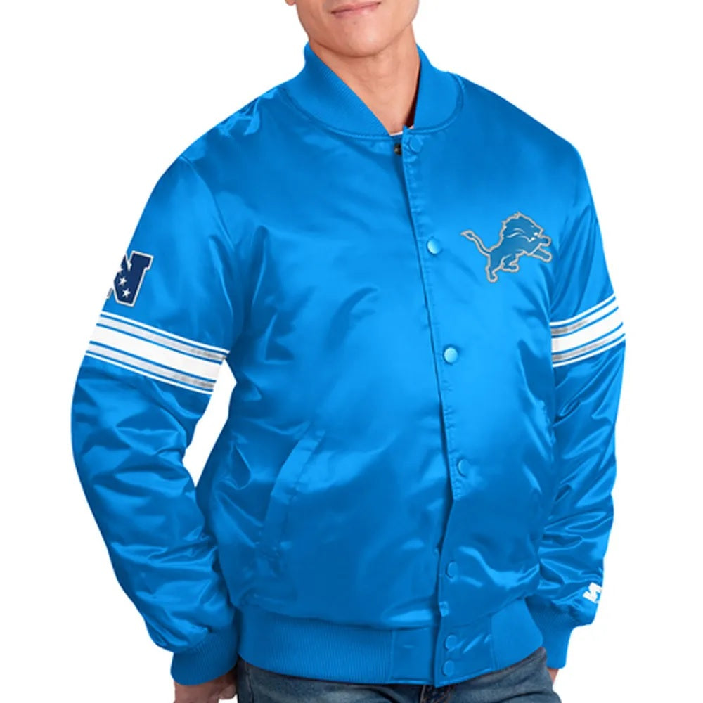 Detroit Lions Striped Bomber Jacket WorthVee