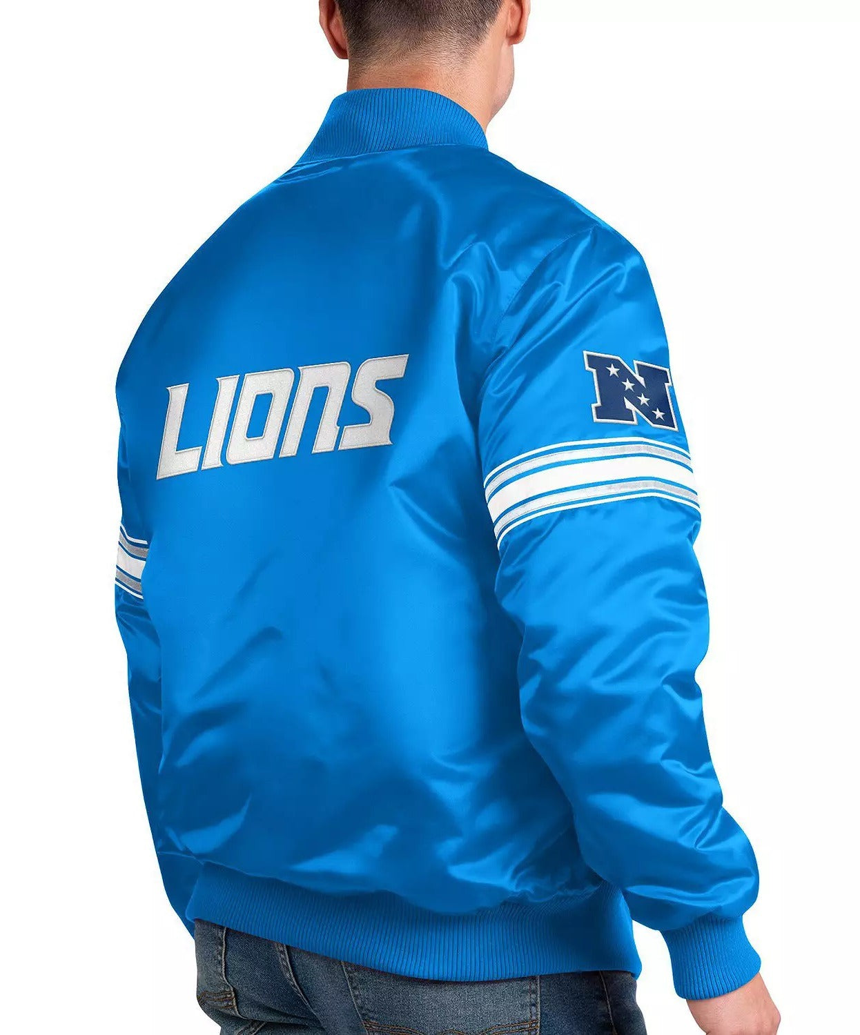 Detroit Lions Striped Satin Jacket WorthVee