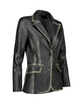 Distressed Black Leather Blazer WorthVee