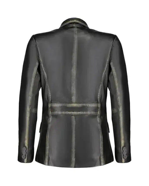Distressed Black Leather Blazer WorthVee