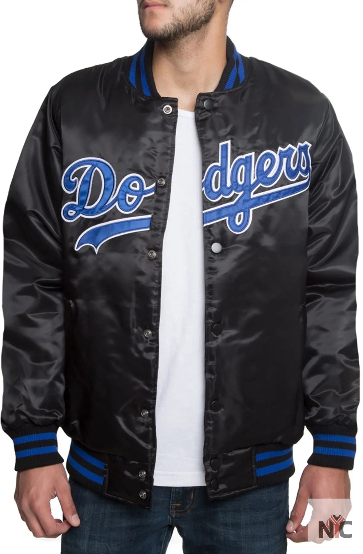Dodgers Black Satin Jacket Clanton Jacket
