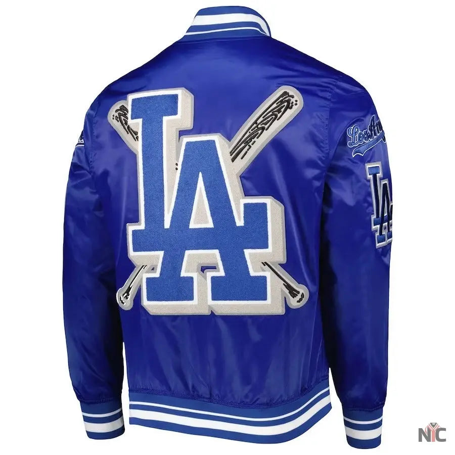 Dodgers Pro Standard Royal Mash Up Satin Varsity Jacket Clanton Jacket
