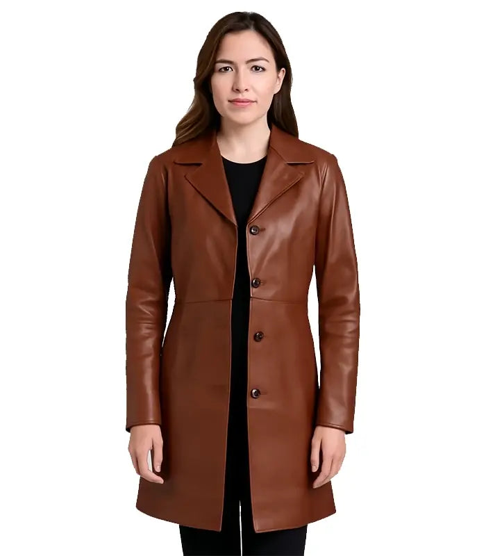 Don Long Brown Leather Coat Women WorthVee