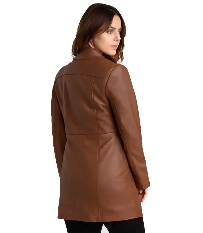 Don Long Brown Leather Coat Women WorthVee