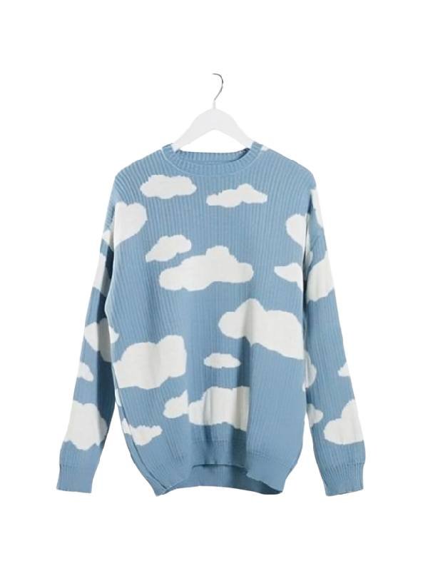 Dreaming Whilst Black S02 Adjani Salmon Blue Cloud Knitted Sweater WorthVee