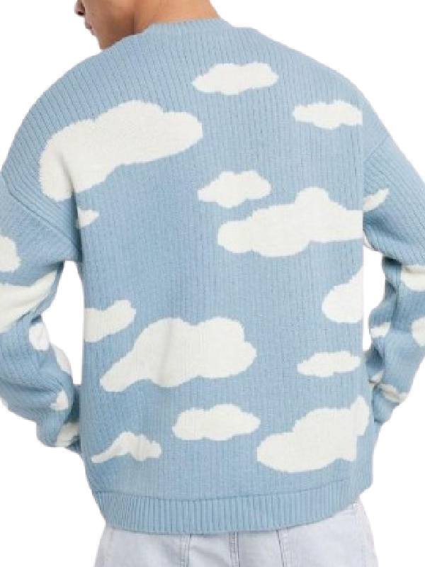 Dreaming Whilst Black S02 Adjani Salmon Blue Cloud Knitted Sweater WorthVee