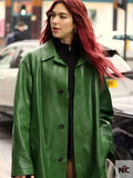 Dua Lipa Green Leather Coat Clanton Jacket