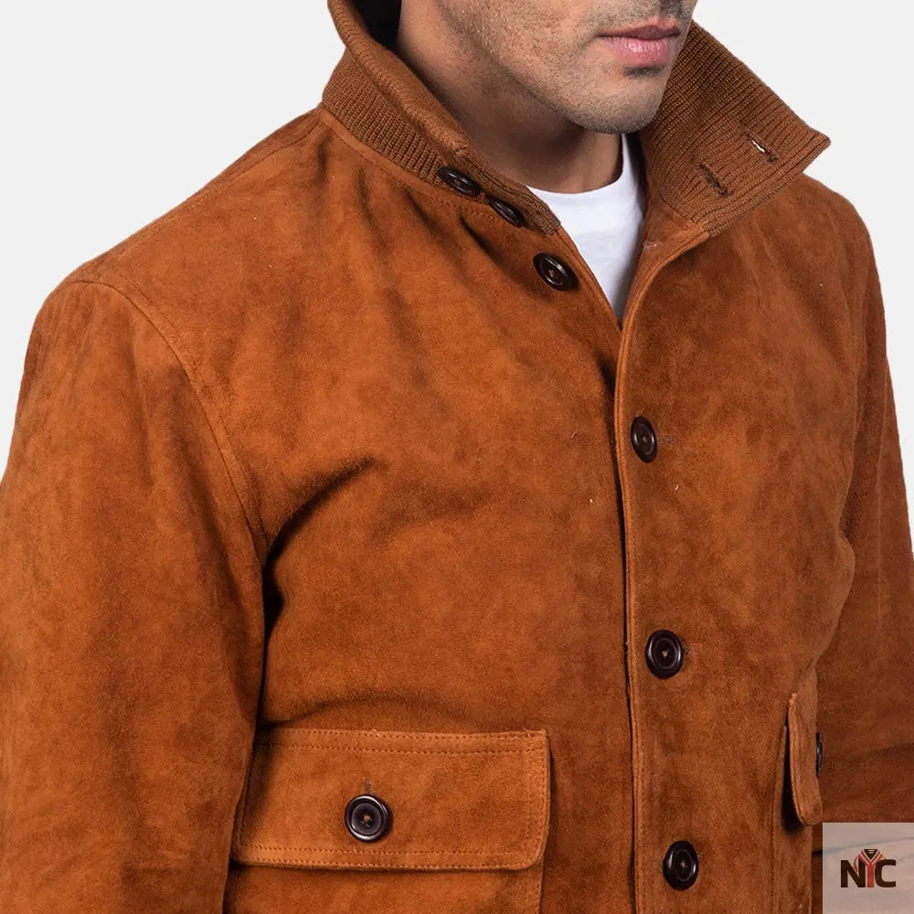 Eaton Brown Suede Bomber Jacket Clanton Jacket