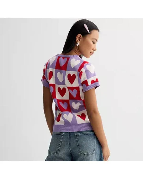 Electric Bloom S01 J’Adore Elizabeth Checkered Hearts Sweater