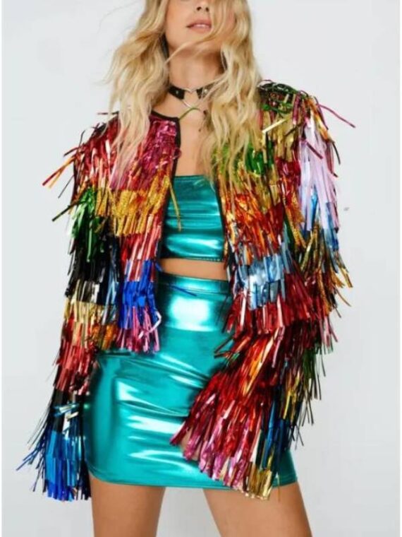 Elsbeth S03 Carrie Preston Multicolor Tinsel Cropped Jacket WorthVee