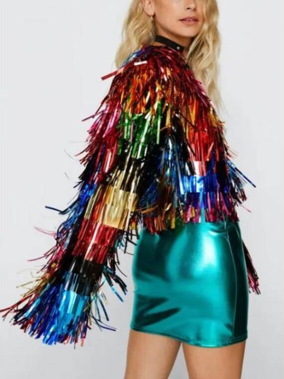 Elsbeth S03 Carrie Preston Multicolor Tinsel Cropped Jacket WorthVee
