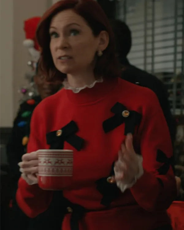 Elsbeth S03 Carrie Preston Red Bow Appliqué Sweater