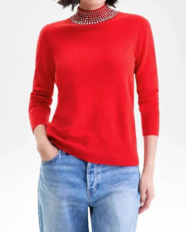 Elsbeth S03 Carrie Preston Red Embellished Sweatshirt WorthVee