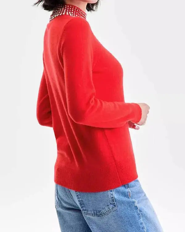 Elsbeth S03 Carrie Preston Red Embellished Sweatshirt WorthVee