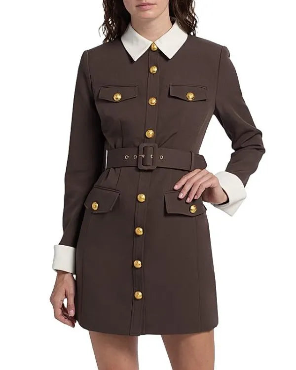 Elsbeth S03 Sarah Steele Brown Belted Mini Shirtdress WorthVee