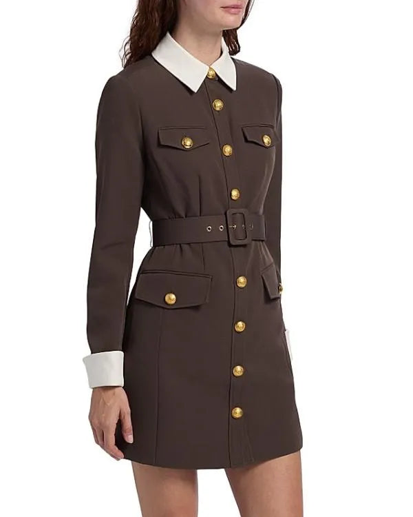 Elsbeth S03 Sarah Steele Brown Belted Mini Shirtdress WorthVee