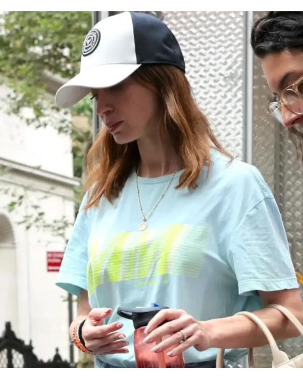 Emily Blunt Devil Wears Prada II Blue T-Shirt Clanton Jacket