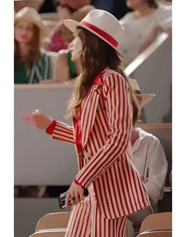 Emily In Paris S04 Lily Collins Red & White Striped Suit