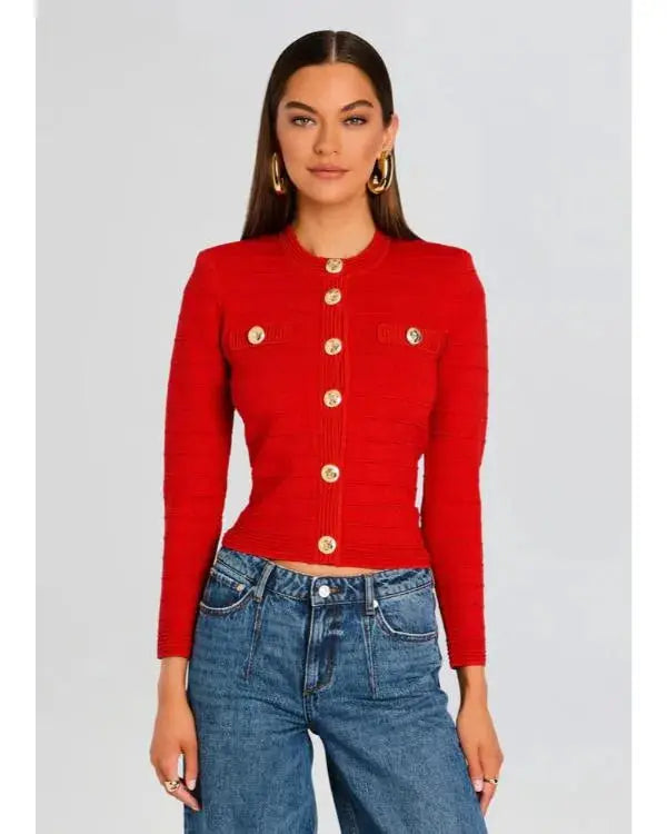 Emily In Paris S05 Ashley Park Red Knitted Jacket WorthVee