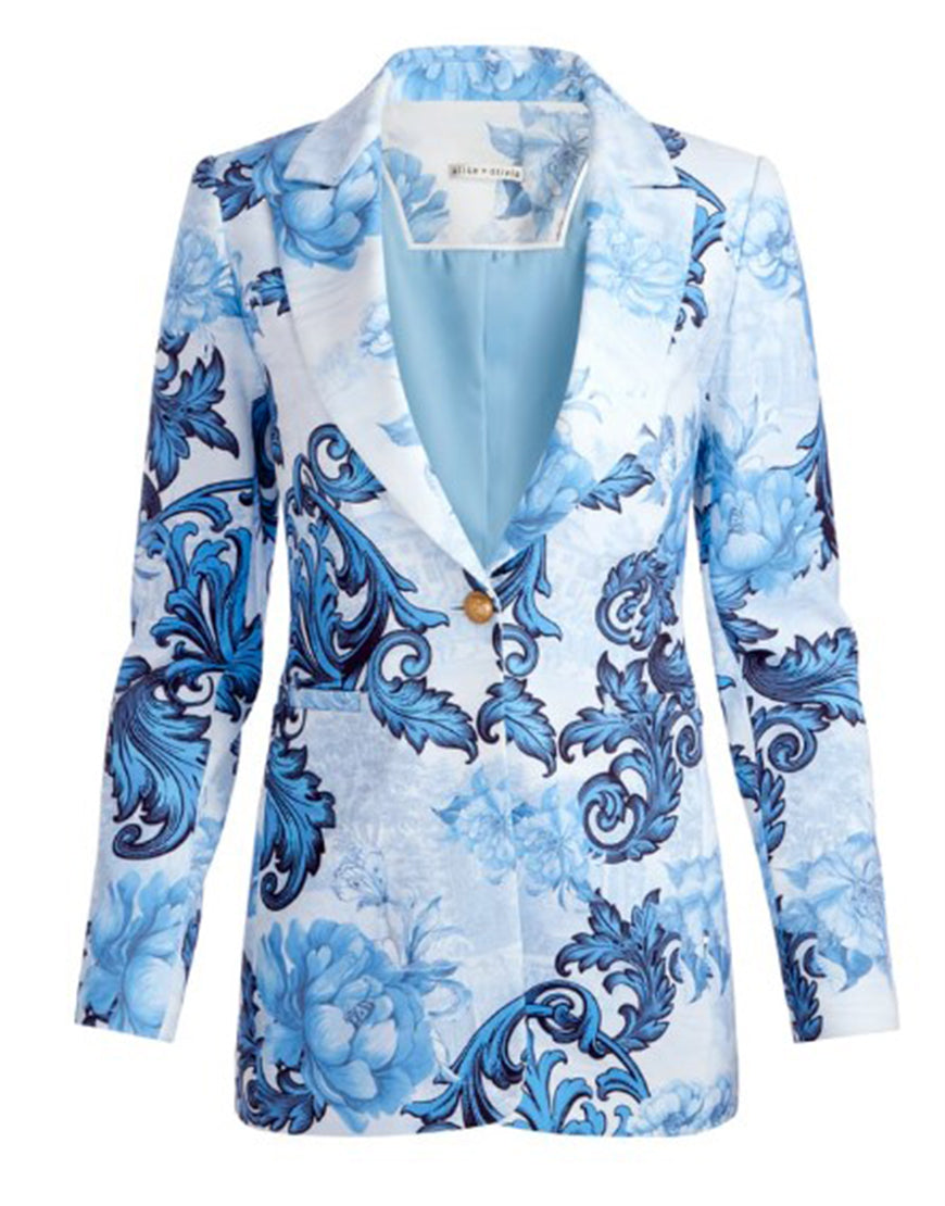 Emily In Paris S05 Lily Collins Blue Printed Blazer WorthVee