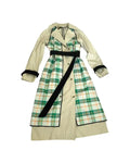 Emily In Paris S05 Lily Collins Green Plaid Panel Trench Coat WorthVee