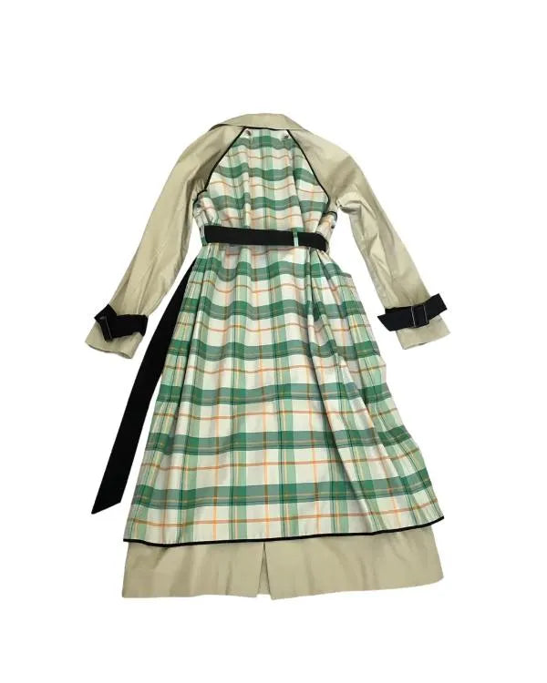 Emily In Paris S05 Lily Collins Green Plaid Panel Trench Coat WorthVee