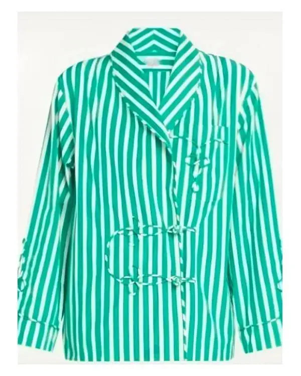 Emily In Paris S05 Lily Collins Green Striped Jacket WorthVee