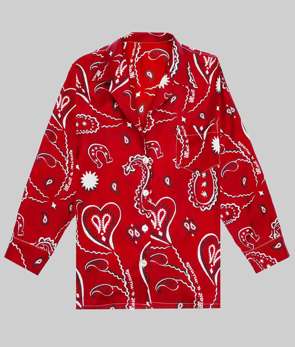 Emily In Paris S05 Lily Collins Red Paisley Shirt WorthVee