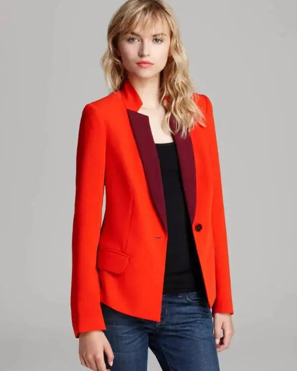 Emily In Paris S05 Lily Collins Two-Tone Red Blazer WorthVee