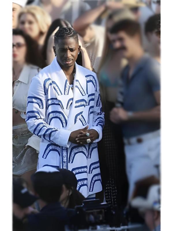 Emily In Paris S6 Samuel Arnold Blue Ancient Print Suit WorthVee