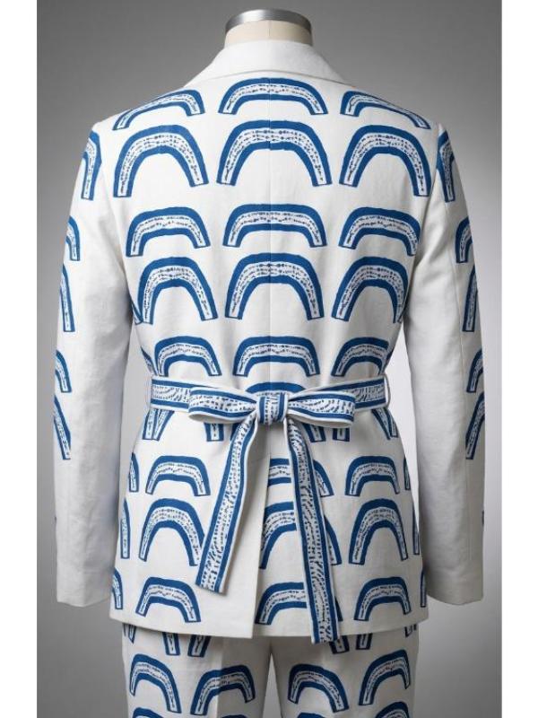 Emily In Paris S6 Samuel Arnold Blue Ancient Print Suit WorthVee