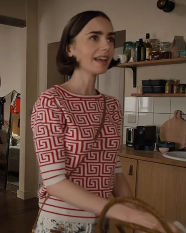 Emily in Paris S05 Emily Cooper Geometric Print Top