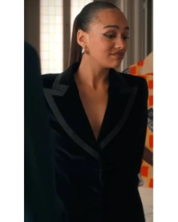 Emily in Paris S05 Genevieve Black Velvet Blazer