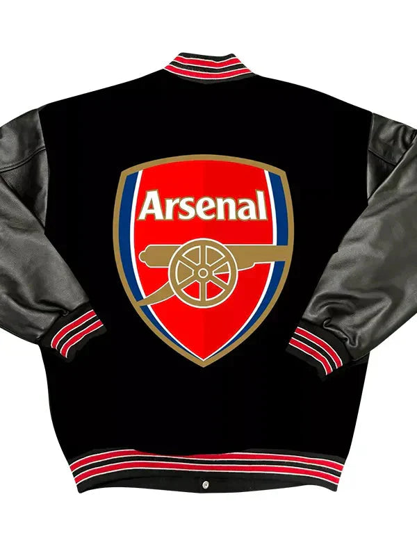 Premier League Arsenal F.C. Black Varsity Jacket Clanton Jacket