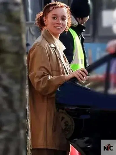 Erin Kellyman Eleanor the Great 2025 Brown Coat Clanton Jacket
