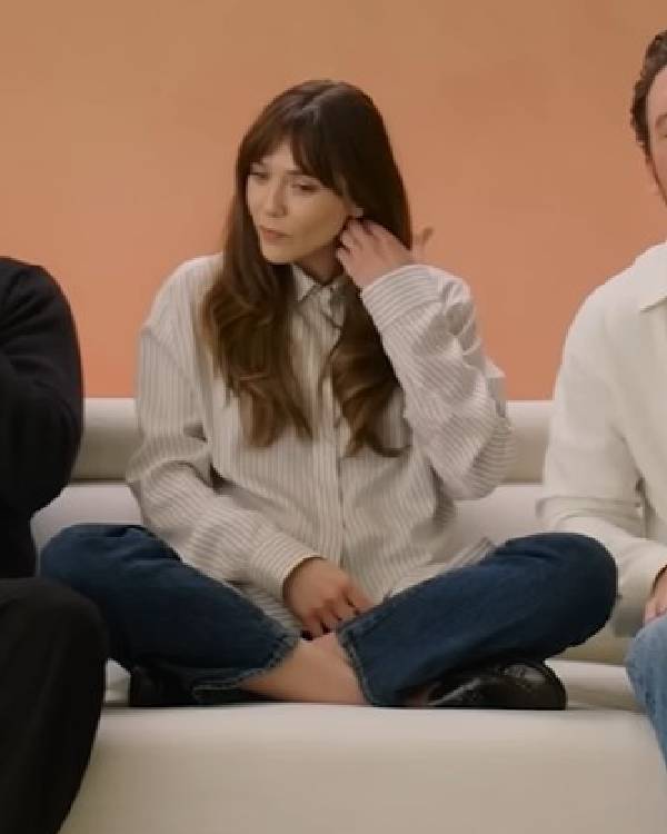 Eternity Elizabeth Olsen Pinstriped Shirt
