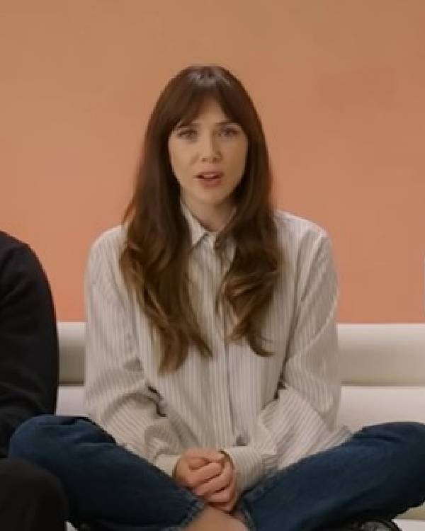 Eternity Elizabeth Olsen Pinstriped Shirt
