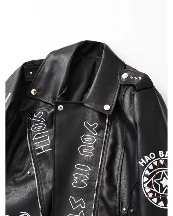 Eye Dare You Black Leather Jacket